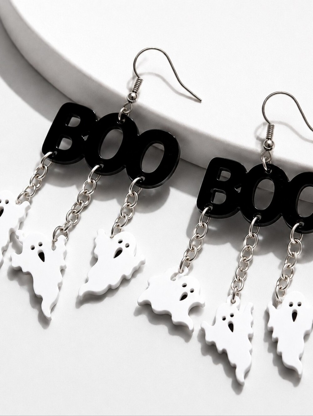 Modcloth Black and White Ghost 'Boo' Dangle Earrings - Picture 2 of 4